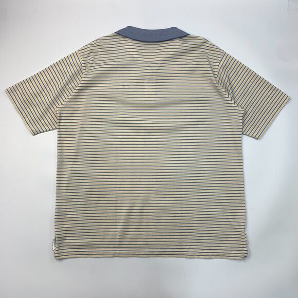 Vintage Straight Down Hybrid Polo Shirt Mens XL Extra Large Yellow Striped Golf - Picture 8 of 10